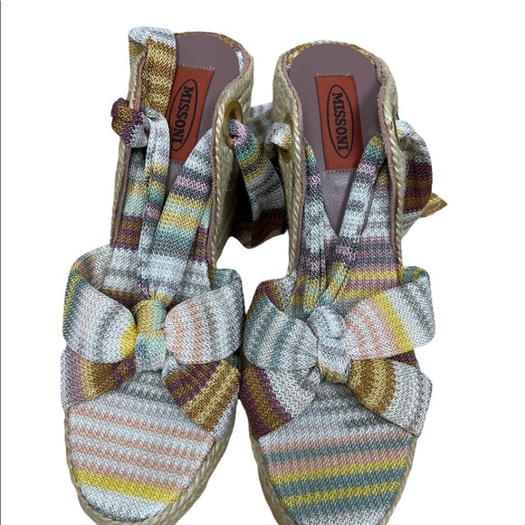 Missoni Multicolor Ankle Wrap Wedges Size 6.5 - Picture 4 of 6